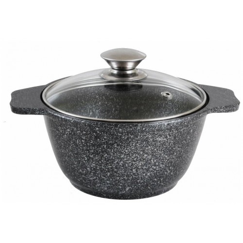 Кастрюля Kukmara Мраморная кмт12а со стеклянной крышкой 1 л (темный мрамор) 