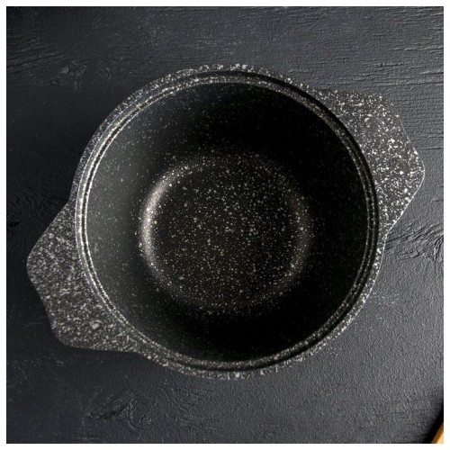 Кастрюля Kukmara Мраморная кмт12а со стеклянной крышкой 1 л (темный мрамор) 1