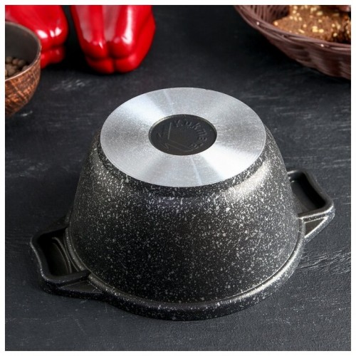 Кастрюля Kukmara Мраморная кмт12а со стеклянной крышкой 1 л (темный мрамор) 2