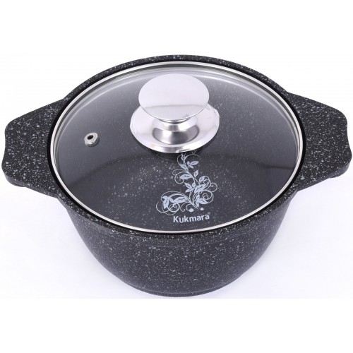Кастрюля Kukmara Мраморная кмт12а со стеклянной крышкой 1 л (темный мрамор) 7