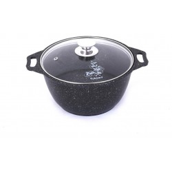 Кастрюля Kukmara Мраморная кмт82-1а со стеклянной крышкой 8 л (темный мрамор)