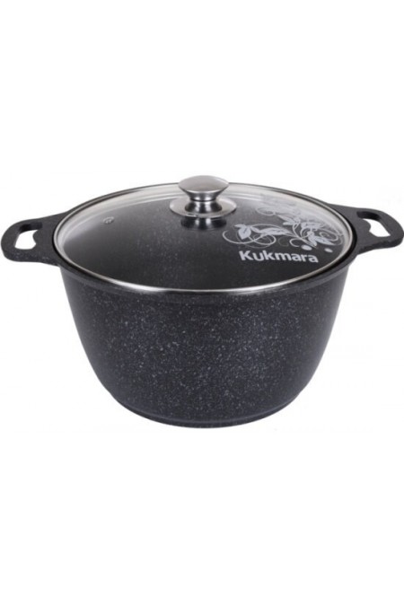 Кастрюля Kukmara Мраморная кмт82-1а со стеклянной крышкой 8 л (темный мрамор) 