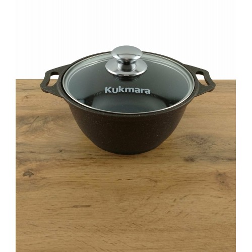 Кастрюля Kukmara Мраморная кмт82-1а со стеклянной крышкой 8 л (темный мрамор) 5
