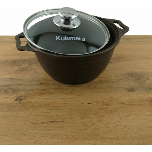 Кастрюля Kukmara Мраморная кмт82-1а со стеклянной крышкой 8 л (темный мрамор) 6