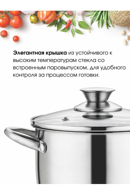 Кастрюля LARA Афина LR02-267 2.9 л (серебристый) 3