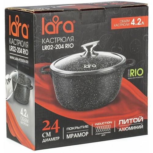 Кастрюля LARA Берлин LR02-207 7.3 л (черный) 1