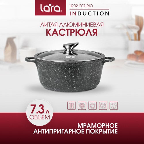 Кастрюля LARA Берлин LR02-207 7.3 л (черный) 5