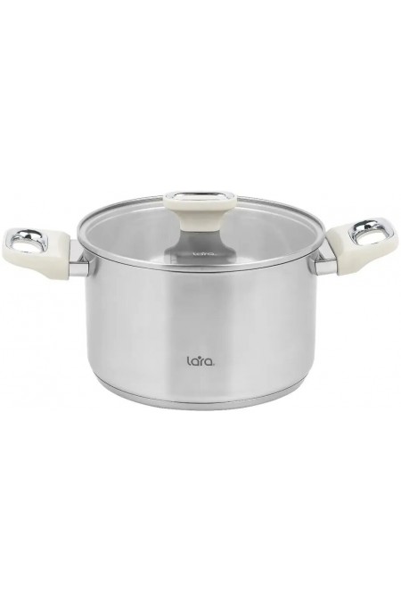 Кастрюля LARA Флора LR02-258 3.9 л (серебристый) 2
