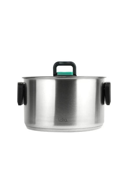 Кастрюля LARA Изумруд LR02-245 6.4 л (серебристый) 2