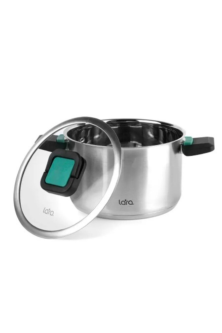 Кастрюля LARA Изумруд LR02-245 6.4 л (серебристый) 4