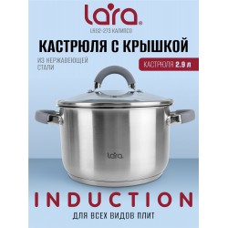 Кастрюля LARA Калипсо LR02-273 2.9 л (серебристый)