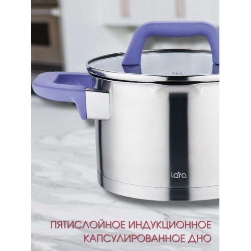 Кастрюля LARA Лаванда LR02-251 2 л (серебристый) 2