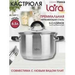 Кастрюля LARA Ника LR02-909 6.5 л (серебристый)