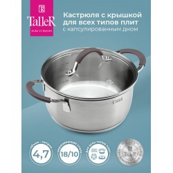 Кастрюля Taller Лира TR-11024 4.7 л (серебристый)