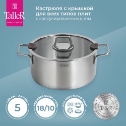 Кастрюля TalleR TR-11034 (серебристый)