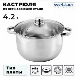 Кастрюля Webber BE-158/2 4,2 л (серебристый)