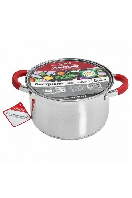Кастрюля Webber BE-343/2 5.2 л (серебристый) 5