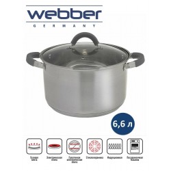 Кастрюля Webber BE-360/2 6.6 л (серебристый)