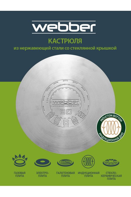 Кастрюля Webber BE-367/2 10 л (серебристый) 3