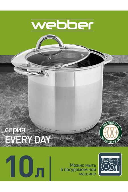 Кастрюля Webber BE-367/2 10 л (серебристый) 6