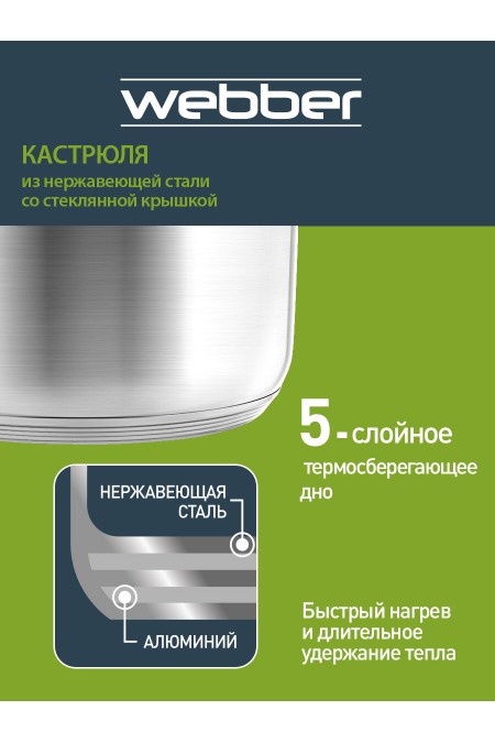 Кастрюля Webber BE-376/2 17 л (серебристый) 5