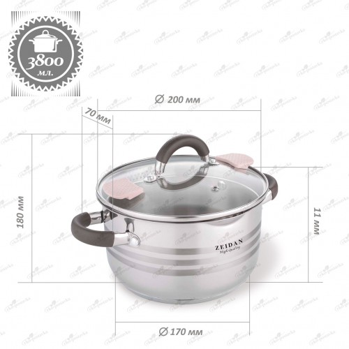 Кастрюля Zeidan Z-50290 3,8 л (серебристый) 7