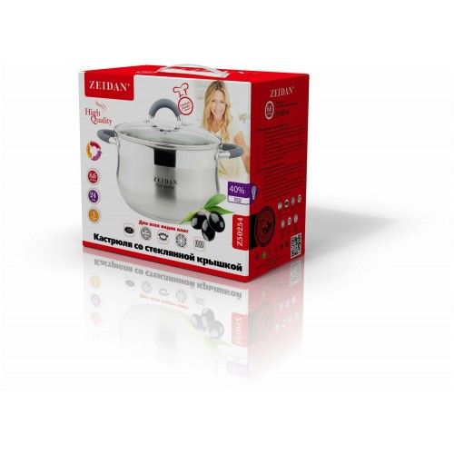 Кастрюля Zeidan Z50254 6,6 л (серебристый) 1