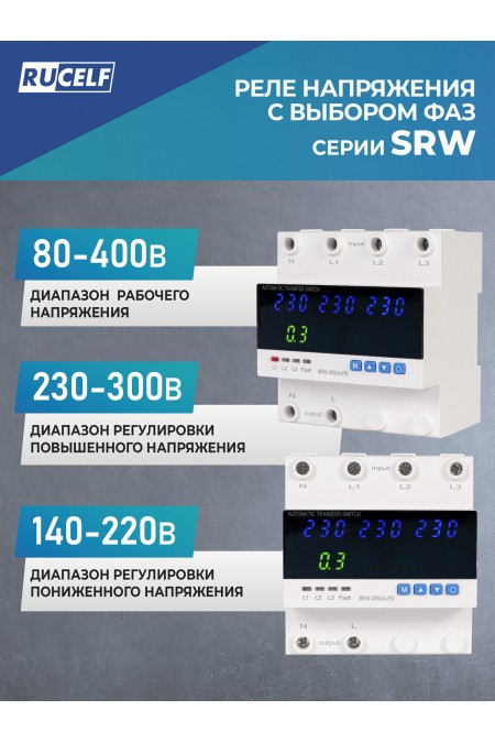 Реле напряжения Rucelf SRW-3F63A 2