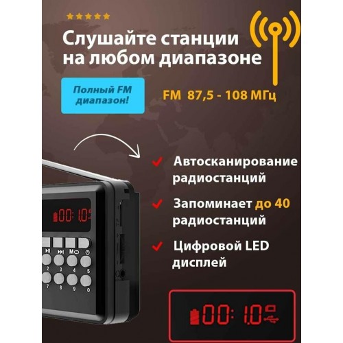 Радиоприемник Ritmix RPR-001 (черный) 8