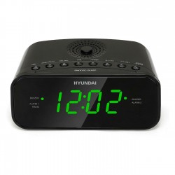 Радиобудильник Hyundai H-RCL221 LCD зеленые часы (черный)