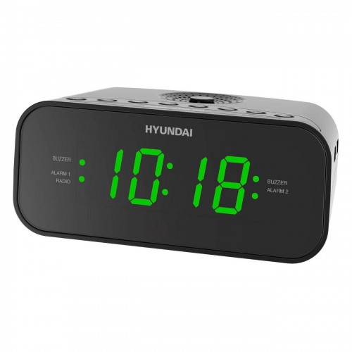 Радиобудильник Hyundai H-RCL221 LCD зеленые часы (черный) 1