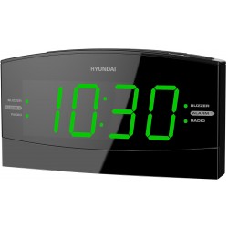 Радиобудильник Hyundai H-RCL238 LCD зеленые часы (черный)
