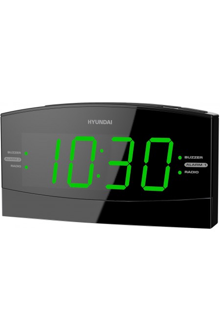 Радиобудильник Hyundai H-RCL238 LCD зеленые часы (черный) 