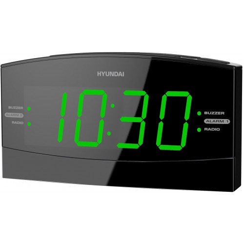 Радиобудильник Hyundai H-RCL238 LCD зеленые часы (черный) 