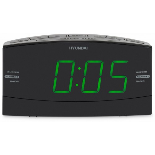 Радиобудильник Hyundai H-RCL238 LCD зеленые часы (черный) 1