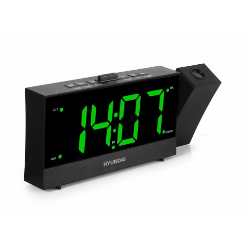Радиобудильник Hyundai H-RCL243 LCD зеленые часы (черный) 8