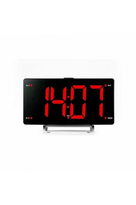 Радиобудильник Hyundai H-RCL246 LCD красные часы (черный) 