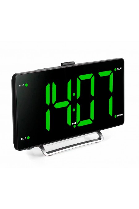 Радиобудильник Hyundai H-RCL246 LCD зеленые часы (черный) 1