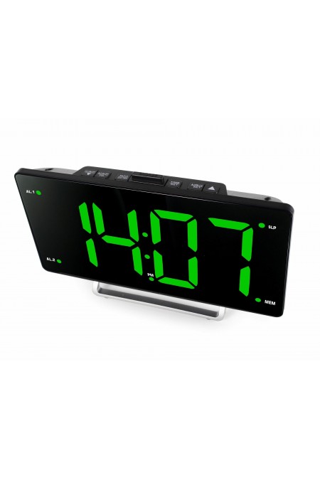 Радиобудильник Hyundai H-RCL246 LCD зеленые часы (черный) 2