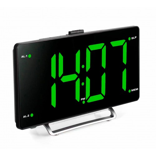 Радиобудильник Hyundai H-RCL246 LCD зеленые часы (черный) 7