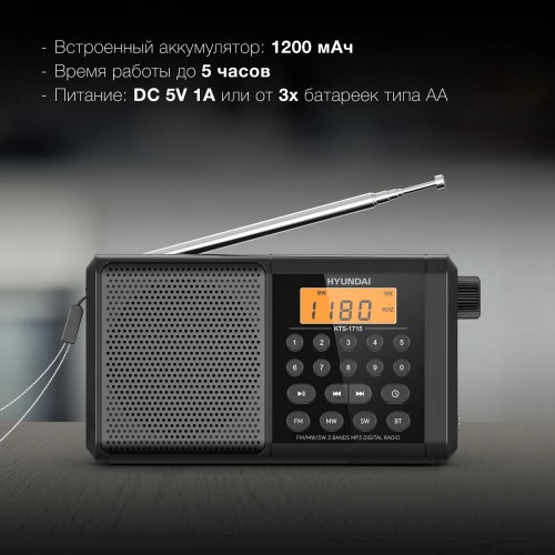 Радиоприемник Hyundai H-PSR115 (черный) 2