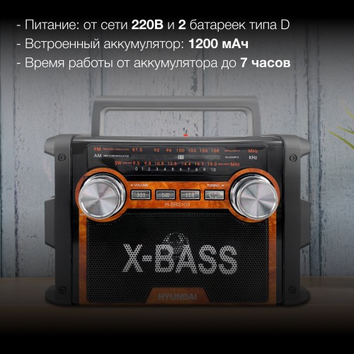 Радиоприемник Hyundai H-SRS103 (черный) 7