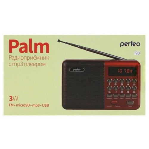 Радиоприемник Perfeo PALM FM+ i90-BL (красный) 1