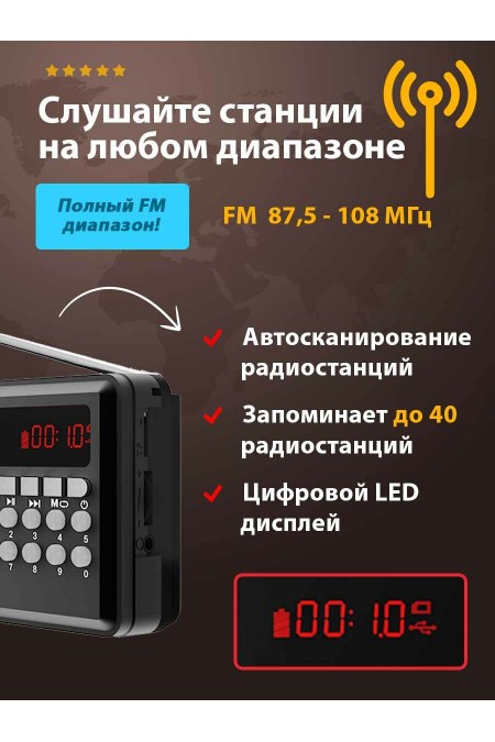 Радиоприемник Ritmix RPR-001 (черный) 2