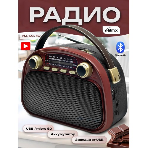 Радиоприемник Ritmix RPR-040 (коричневый/черный) 