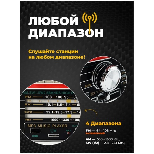 Радиоприемник Ritmix RPR-102 (черный карбон) 3