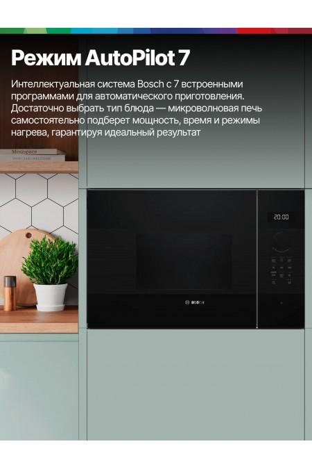 Микроволновая печь встраиваемая Bosch BFL524MB2 (черный) 4