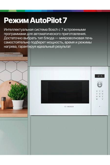 Микроволновая печь встраиваемая Bosch BFL524MW0 (белый) 4