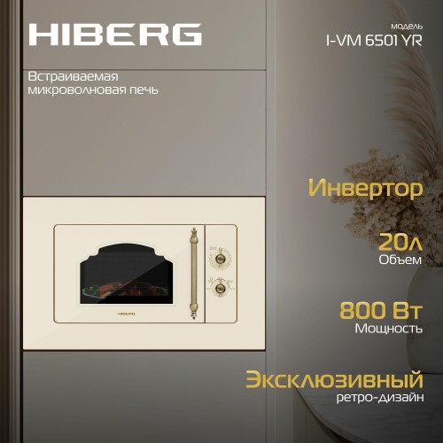 Микроволновая печь встраиваемая HIBERG i-VM 6501 YR (бежевый) 5