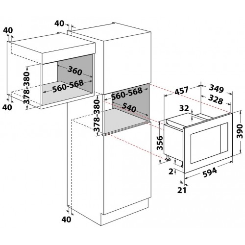 Микроволновая печь встраиваемая Indesit MWI 120 GX (серебристый/черный) 3